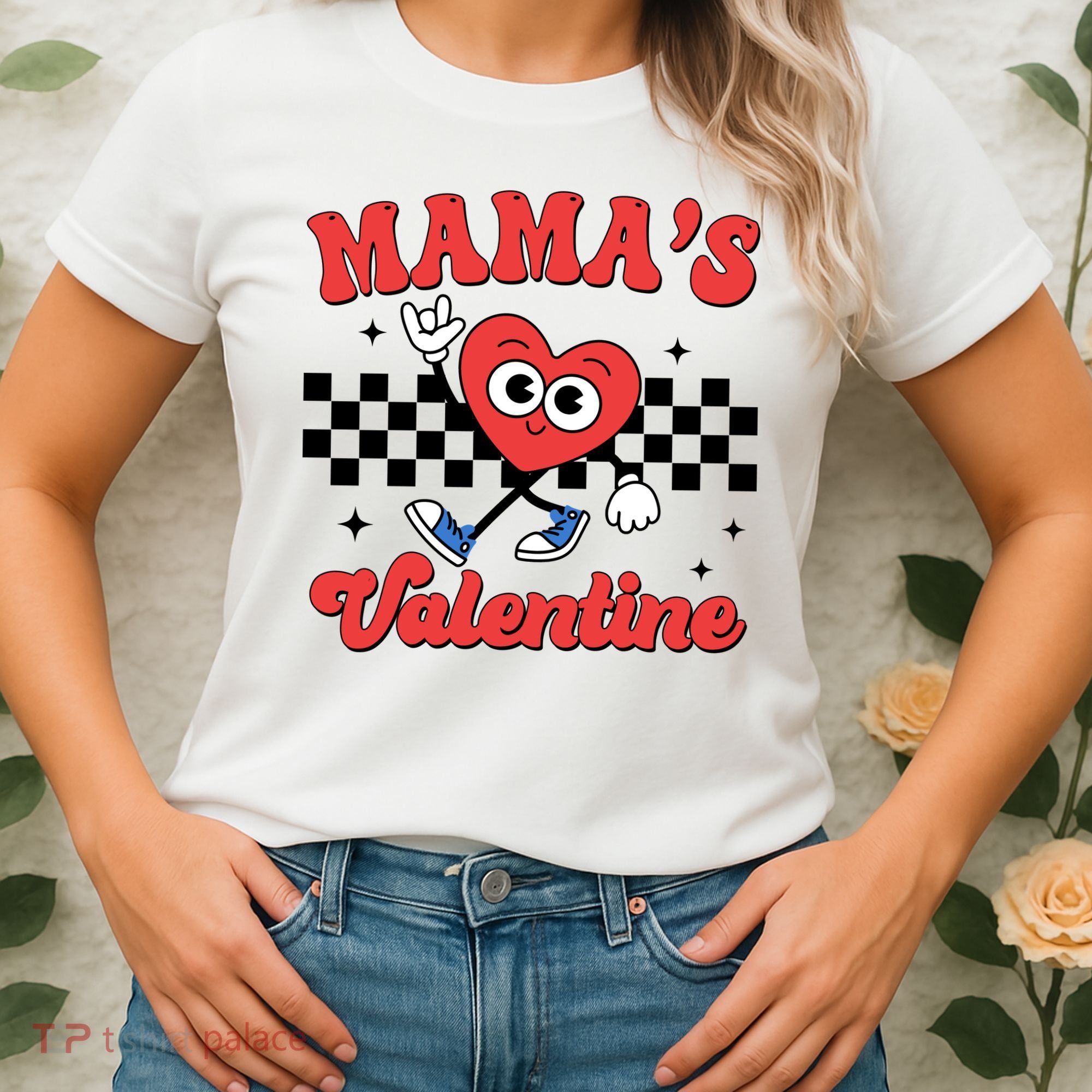 Mamas Valentine Cute Heart Retro Gift Women's T-Shirt