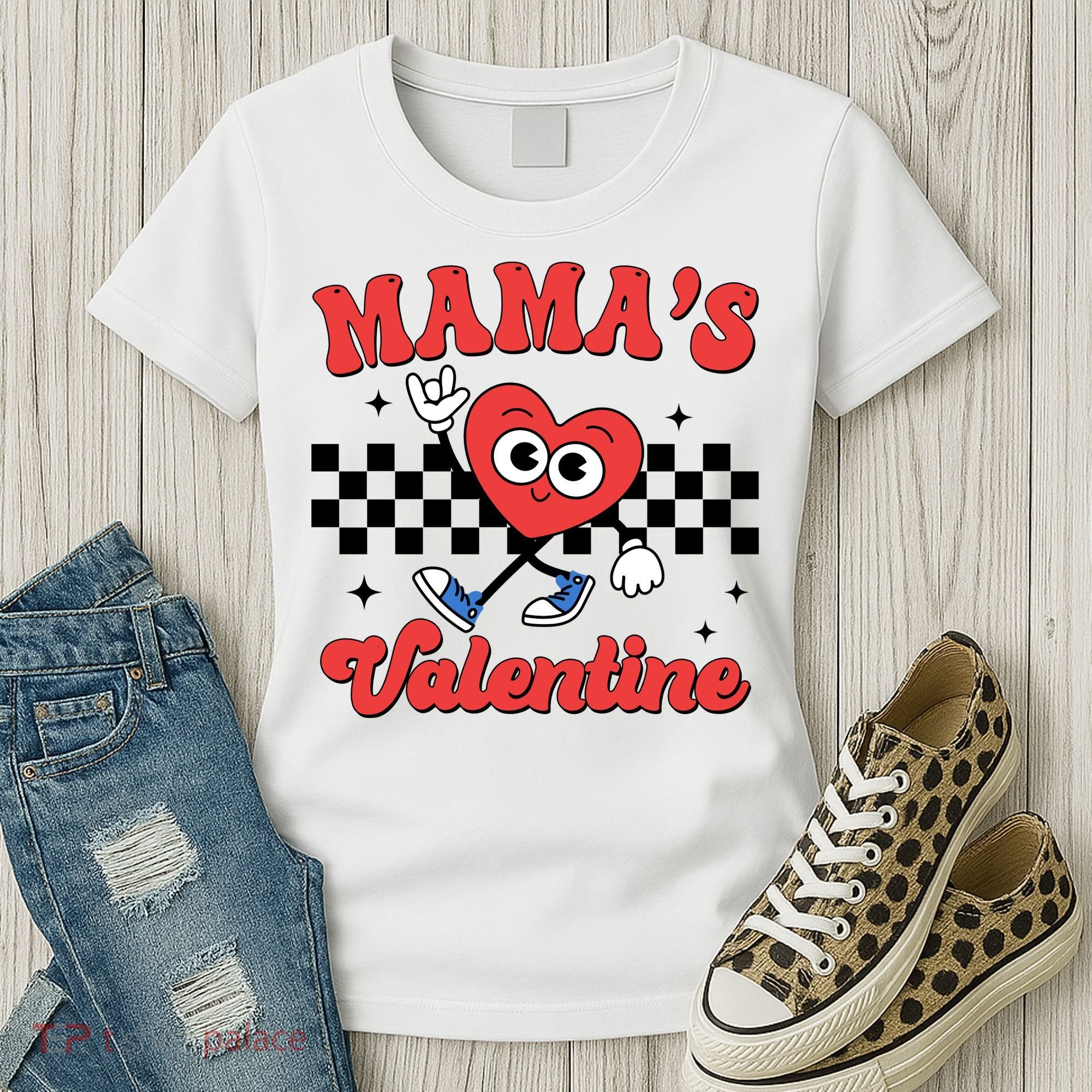 Mamas Valentine Cute Heart Retro Gift Women's T-Shirt