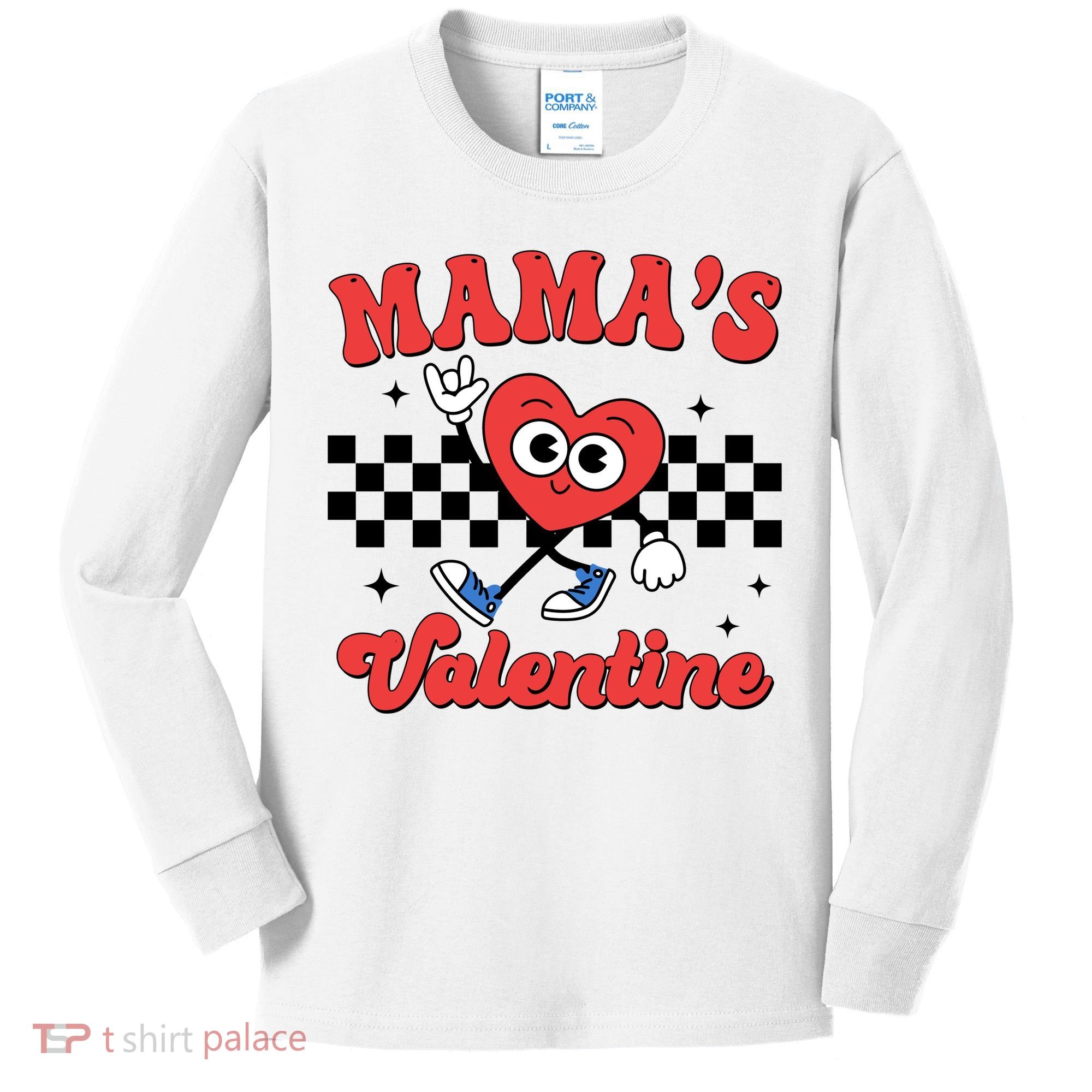 Mamas Valentine Cute Heart Retro Gift Kids Long Sleeve Shirt