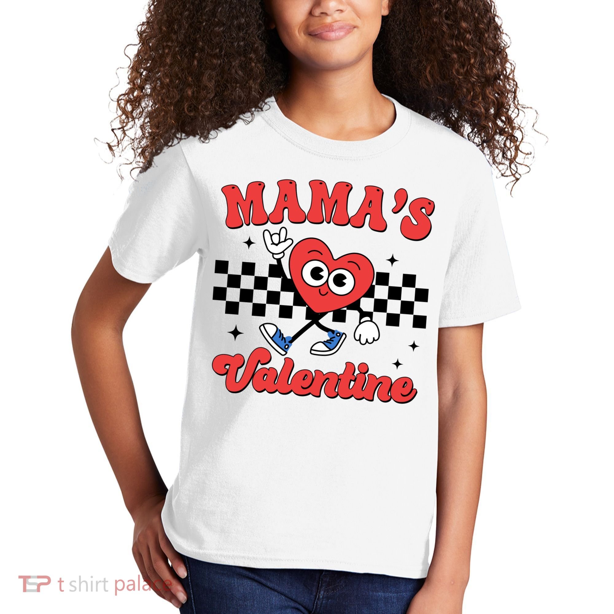 Mamas Valentine Cute Heart Retro Gift Kids T-Shirt
