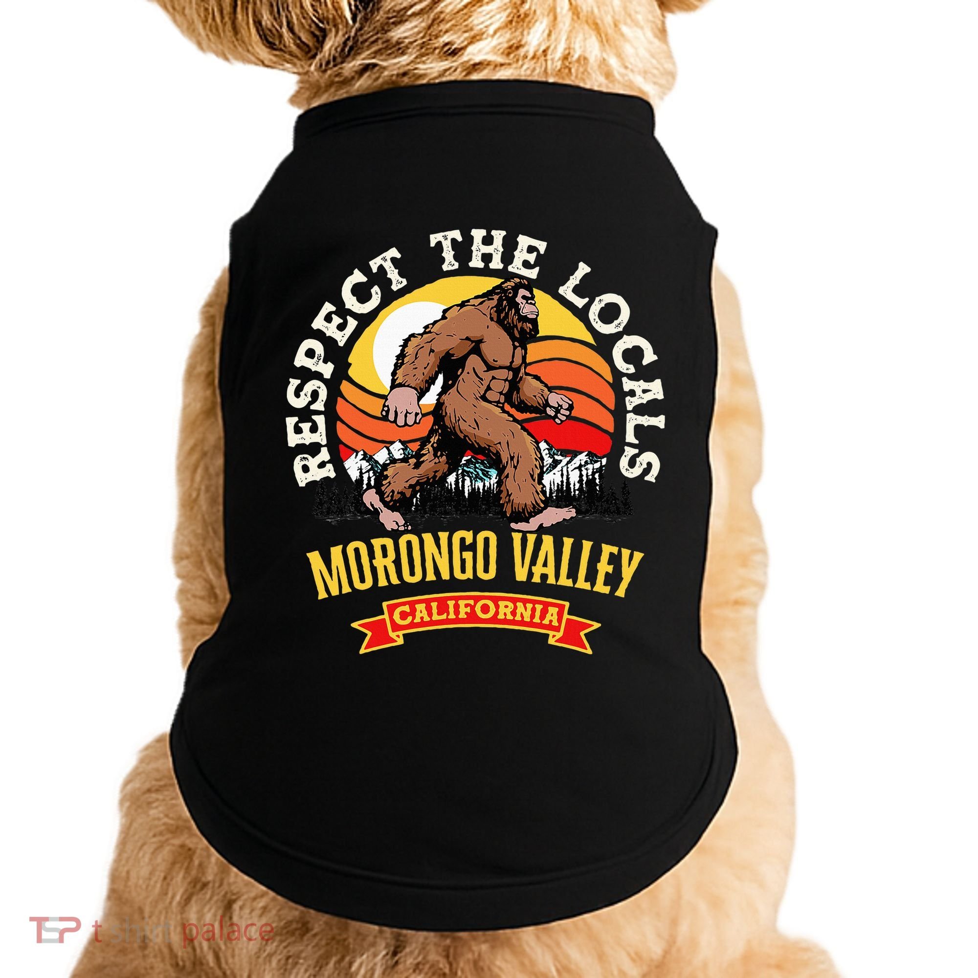 Morongo Valley California Respect The Locals Retro Bigfoot Doggie Tank