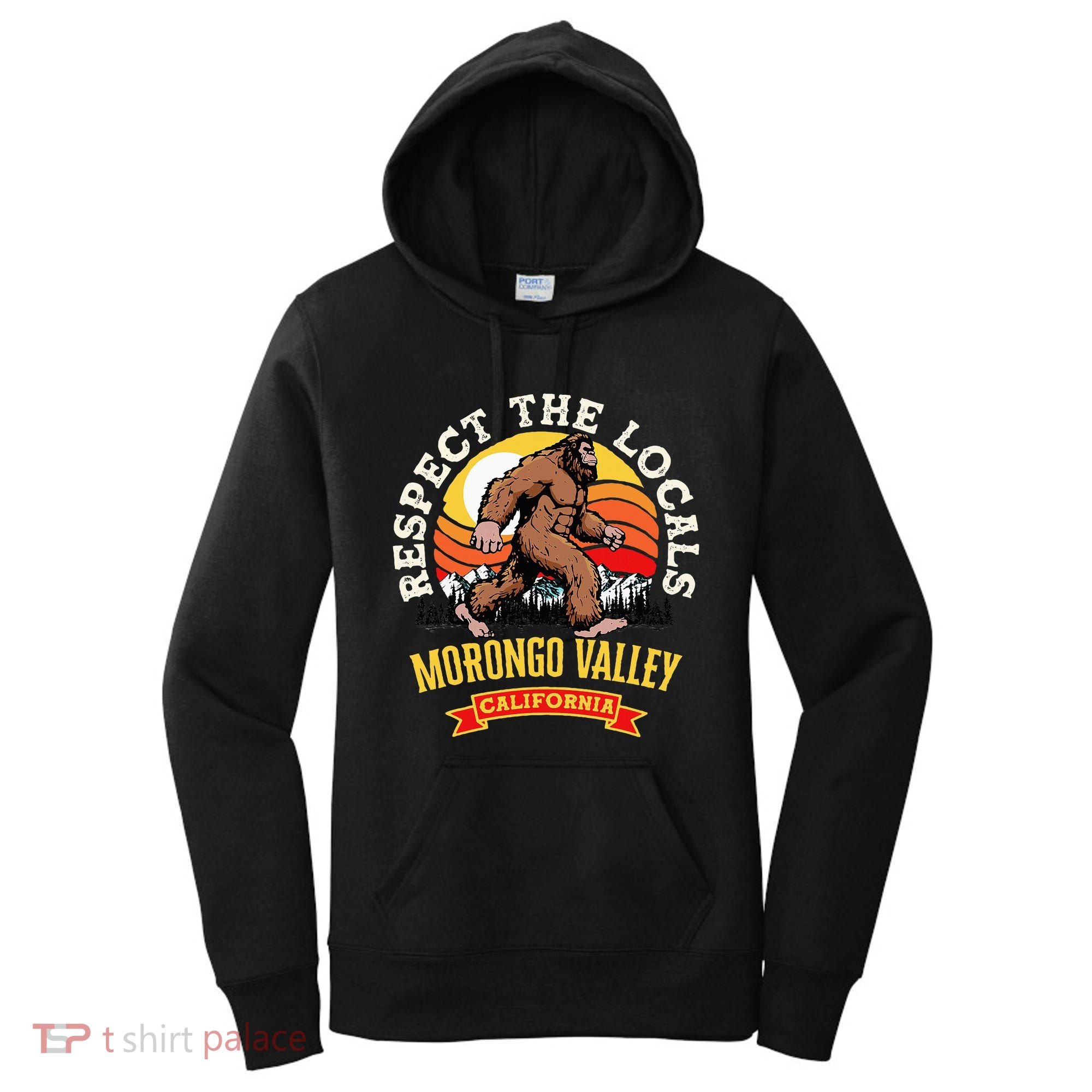 Morongo Valley California Respect The Locals Retro Bigfoot Women's Hoodie