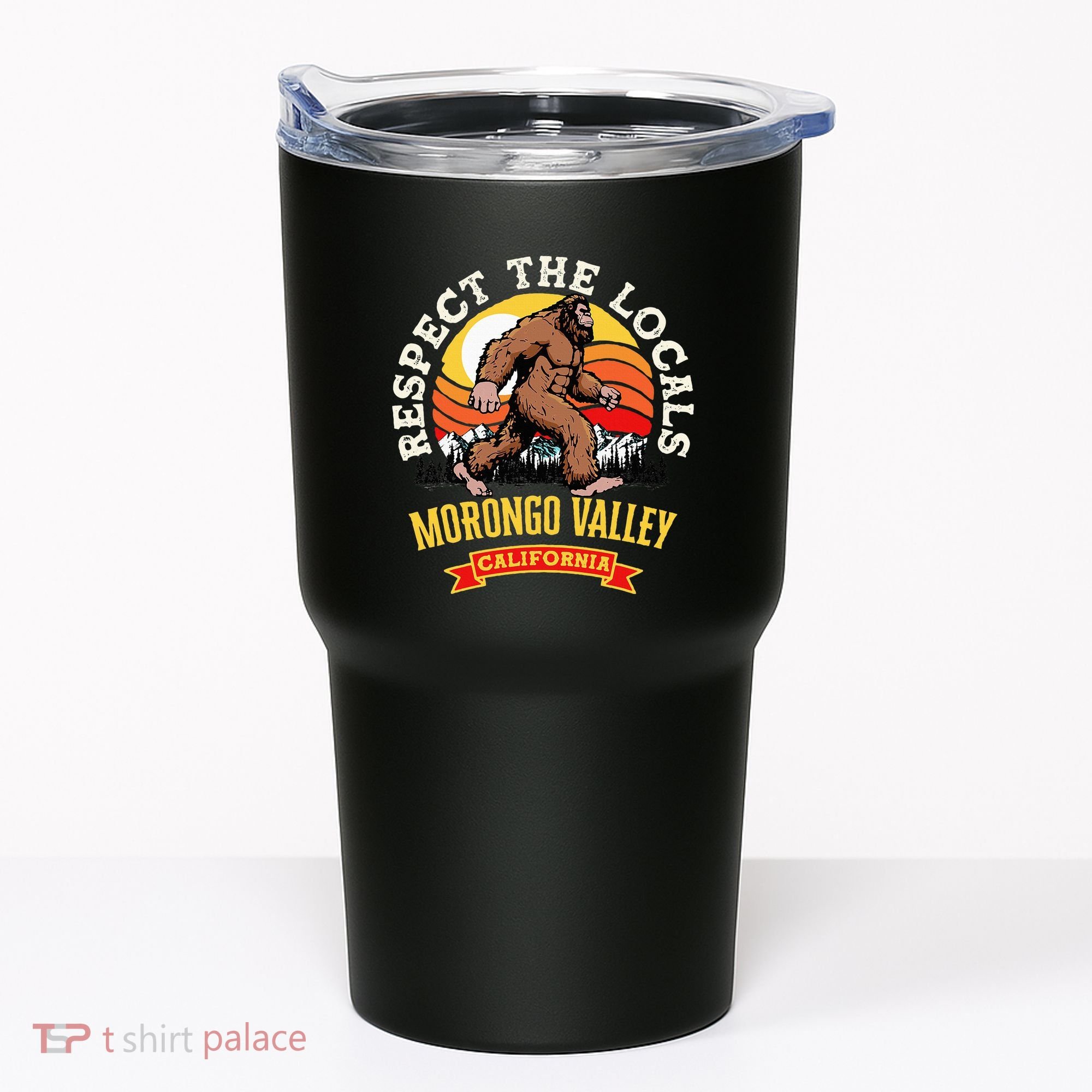 Morongo Valley California Respect The Locals Retro Bigfoot Tumbler