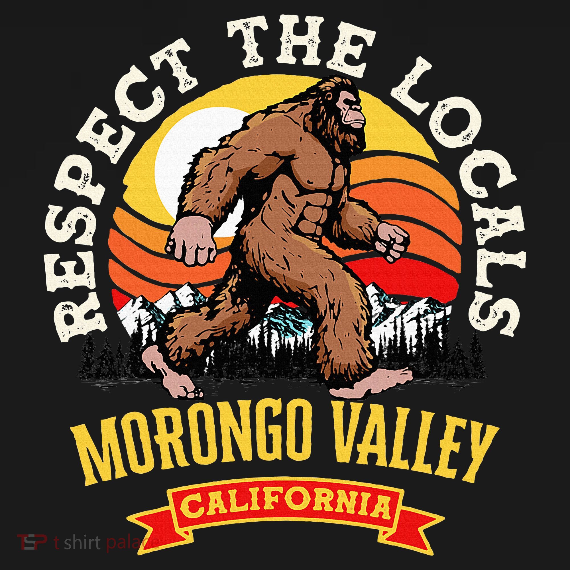 Morongo Valley California Respect The Locals Retro Bigfoot Tank Top