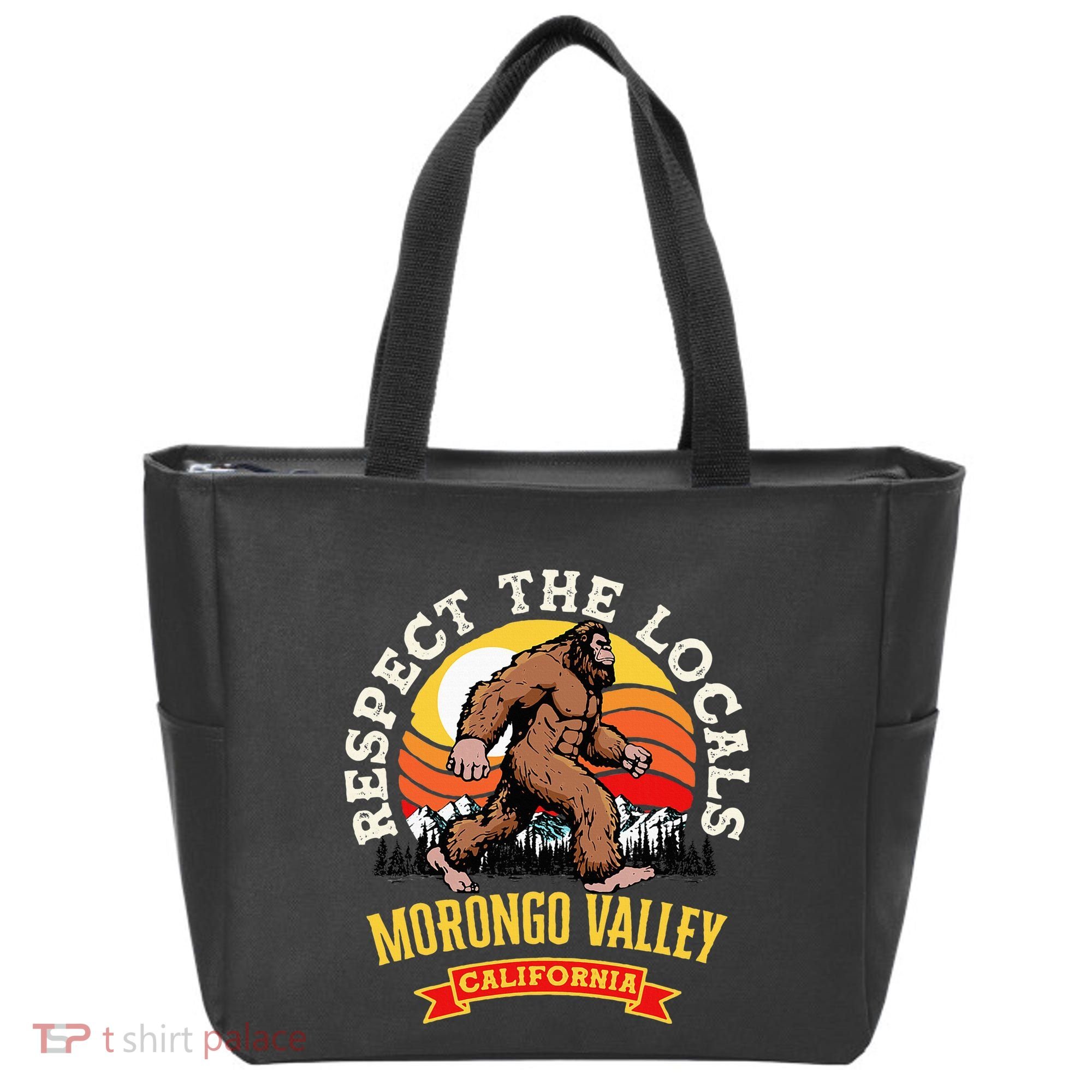 Morongo Valley California Respect The Locals Retro Bigfoot Tote Bag