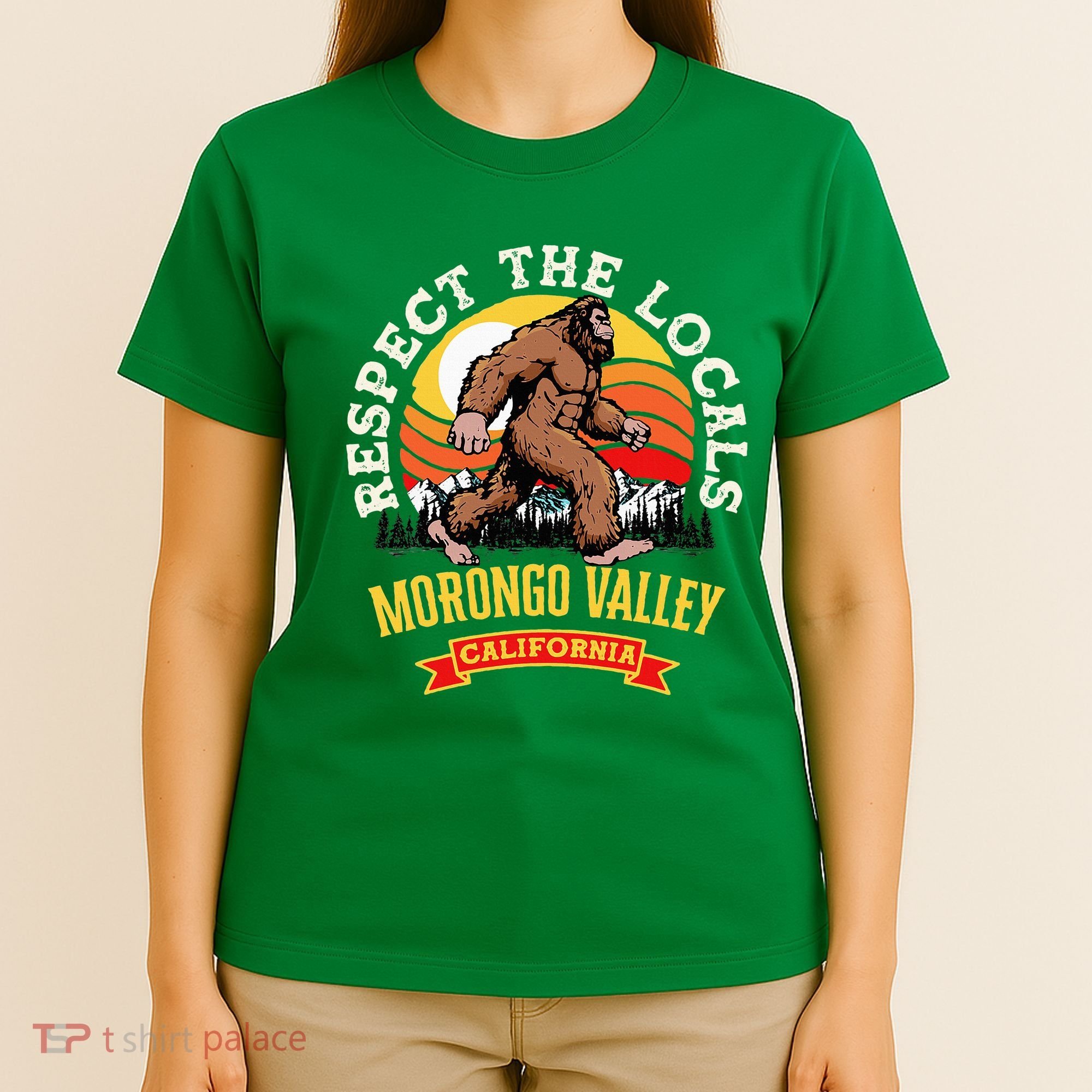 Morongo Valley California Respect The Locals Retro Bigfoot T-Shirt