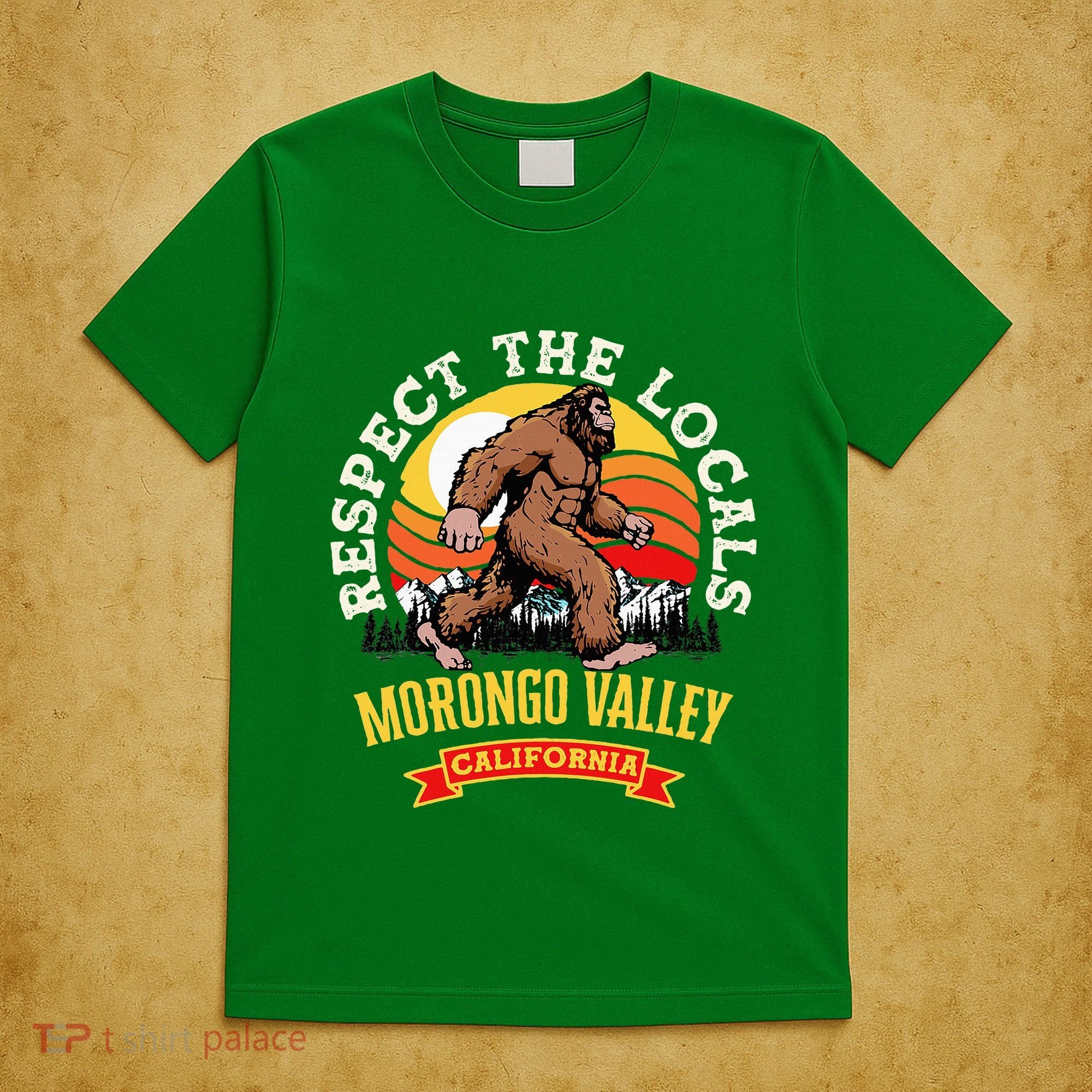 Morongo Valley California Respect The Locals Retro Bigfoot T-Shirt