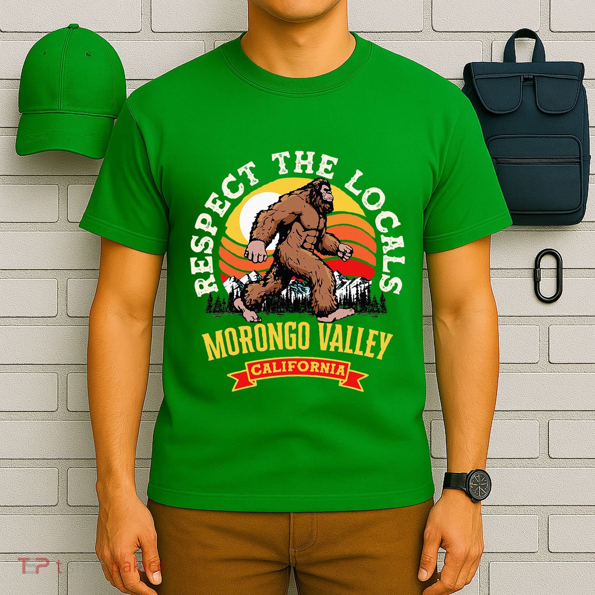Morongo Valley California Respect The Locals Retro Bigfoot T-Shirt