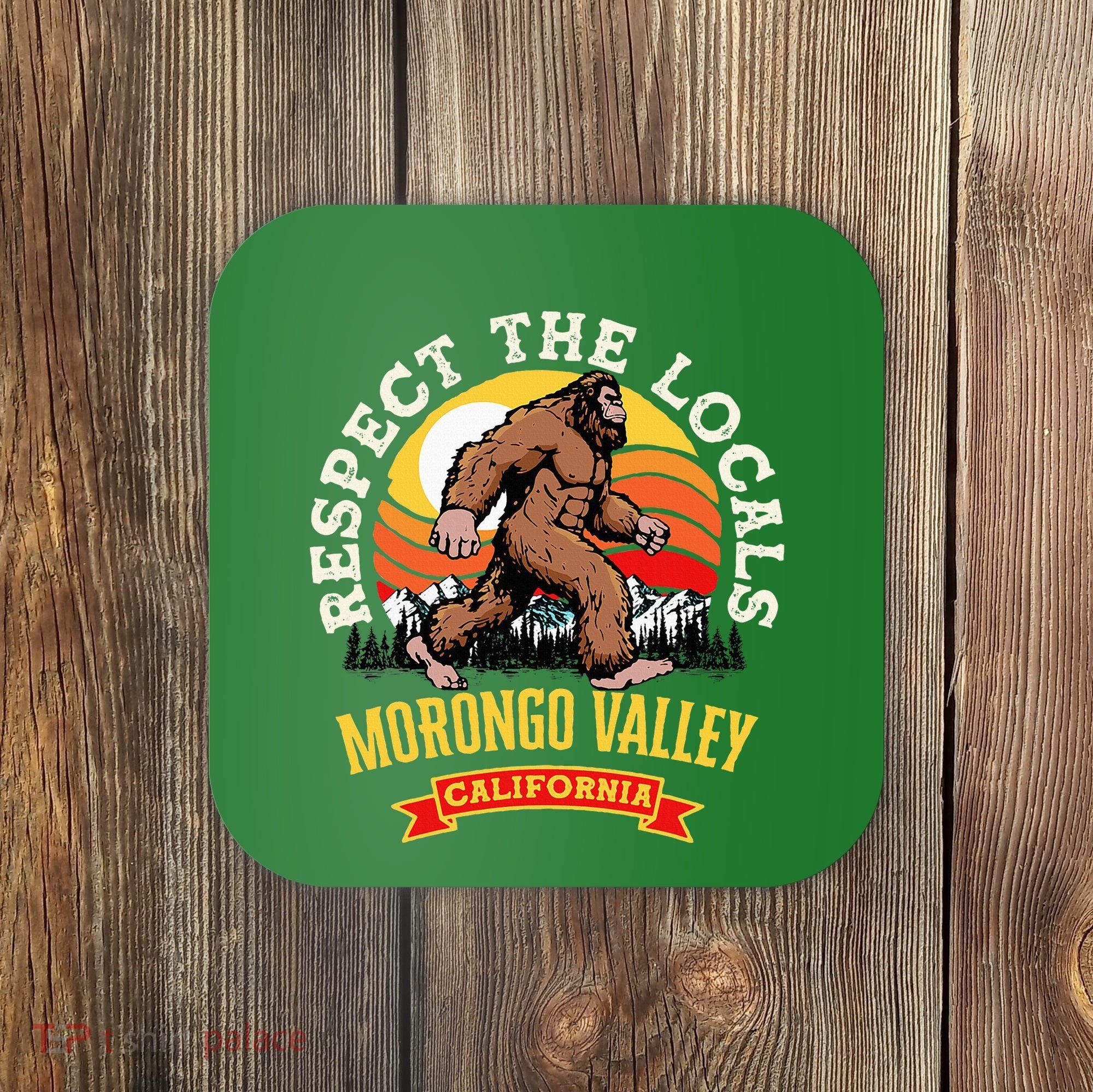 Morongo Valley California Respect The Locals Retro Bigfoot Coaster