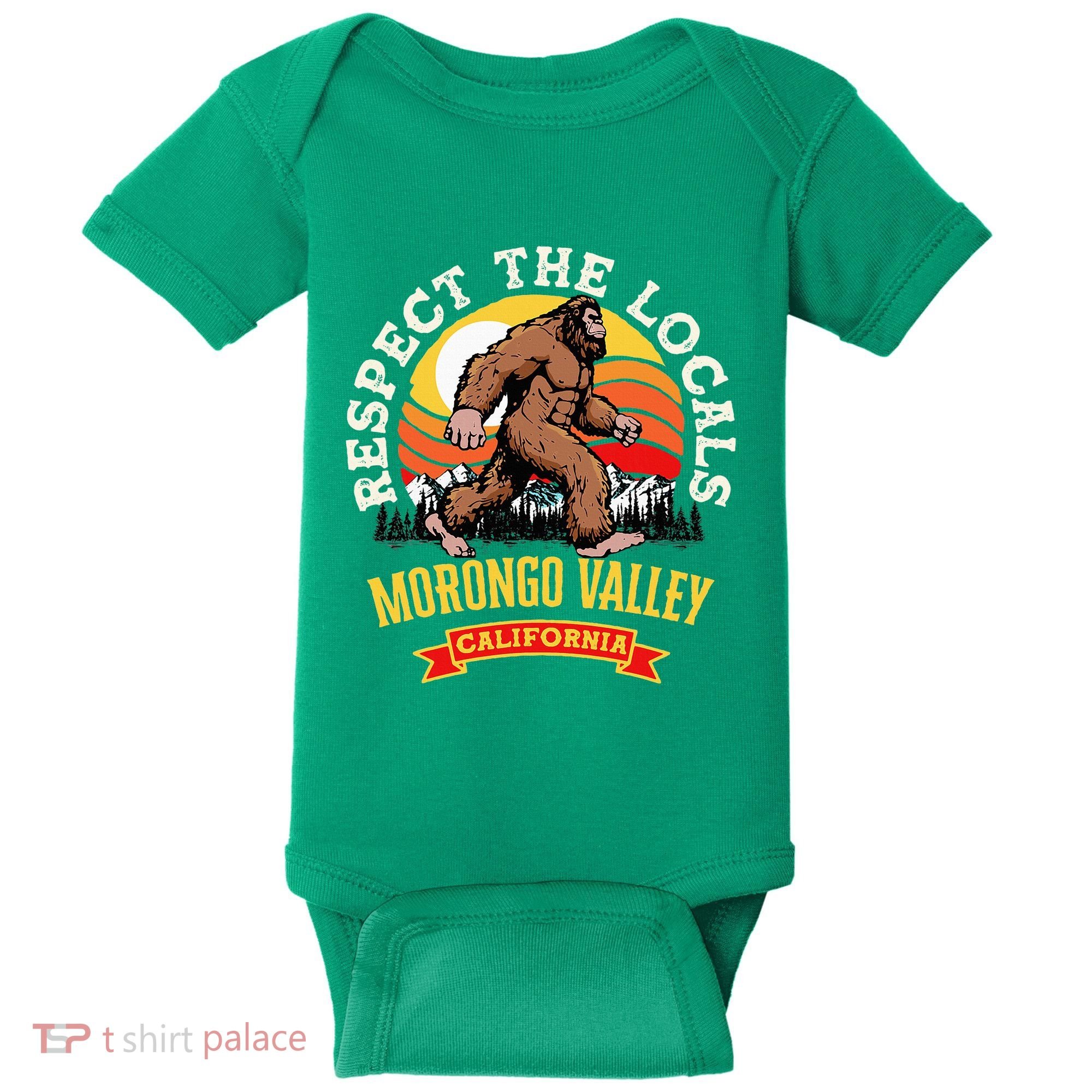 Morongo Valley California Respect The Locals Retro Bigfoot Baby Bodysuit