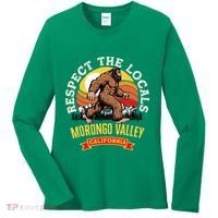 Morongo Valley California Respect The Locals Retro Bigfoot Women's Long Sleeve Shirt thumb 0