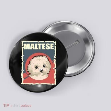 Maltese Vintage Dog Poster Design Button