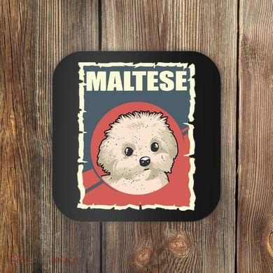 Maltese Vintage Dog Poster Design Coaster