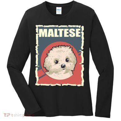 Maltese Vintage Dog Poster Design Women's Long Sleeve Shirt