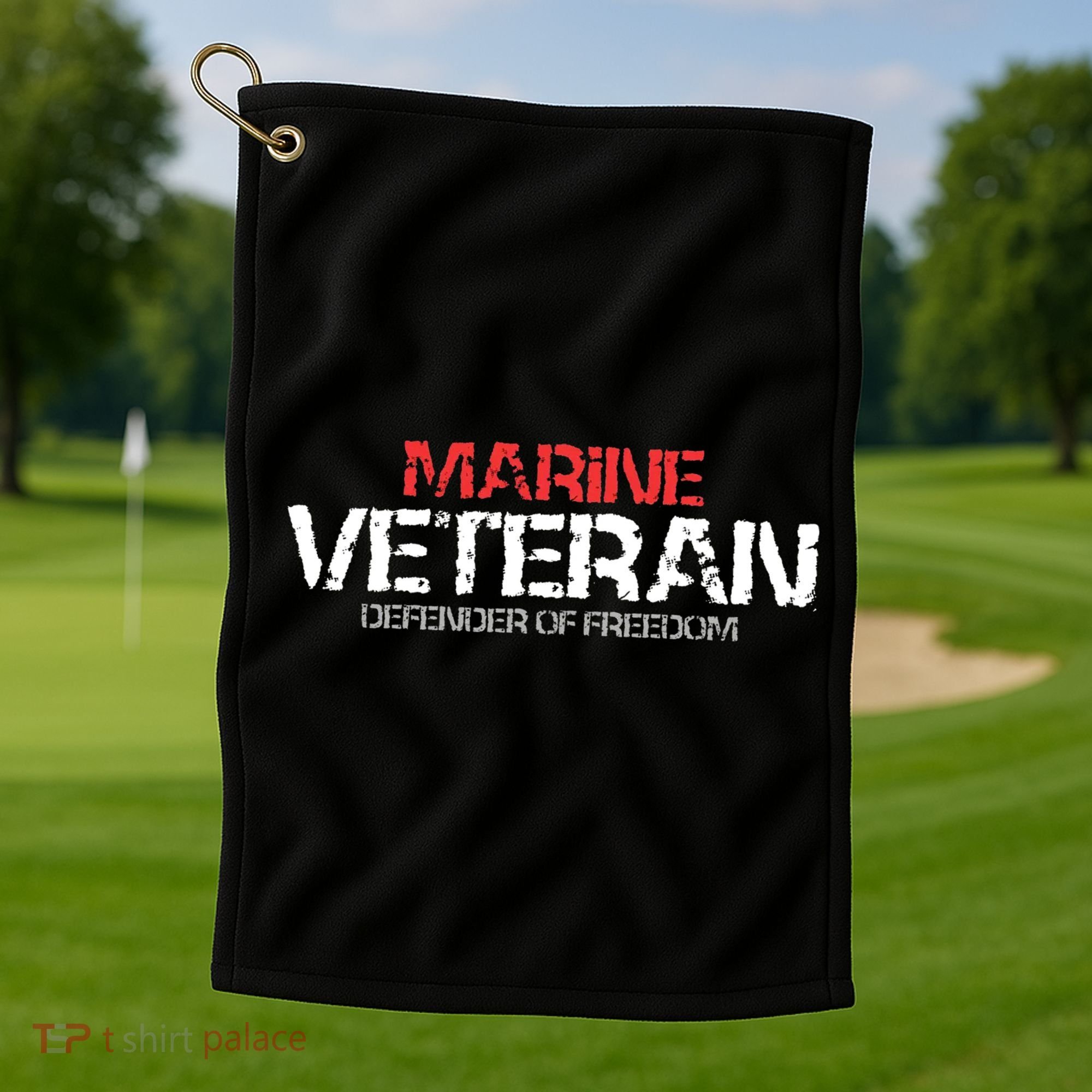 Marine Veteran Defender Of Freedom Golf Towel