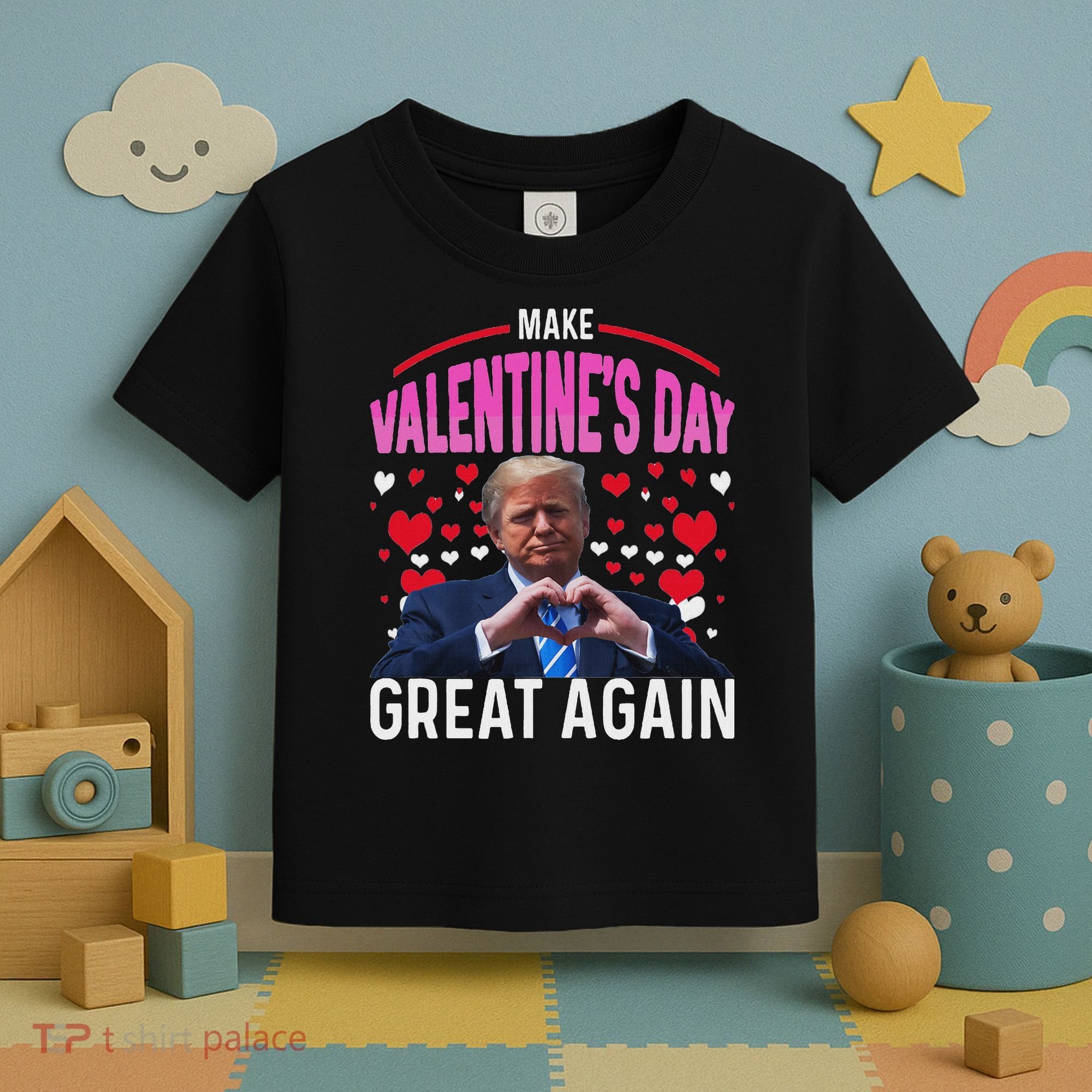 Make Valentine Day Great Again Funny Trump Lovers 2025 Toddler T-Shirt