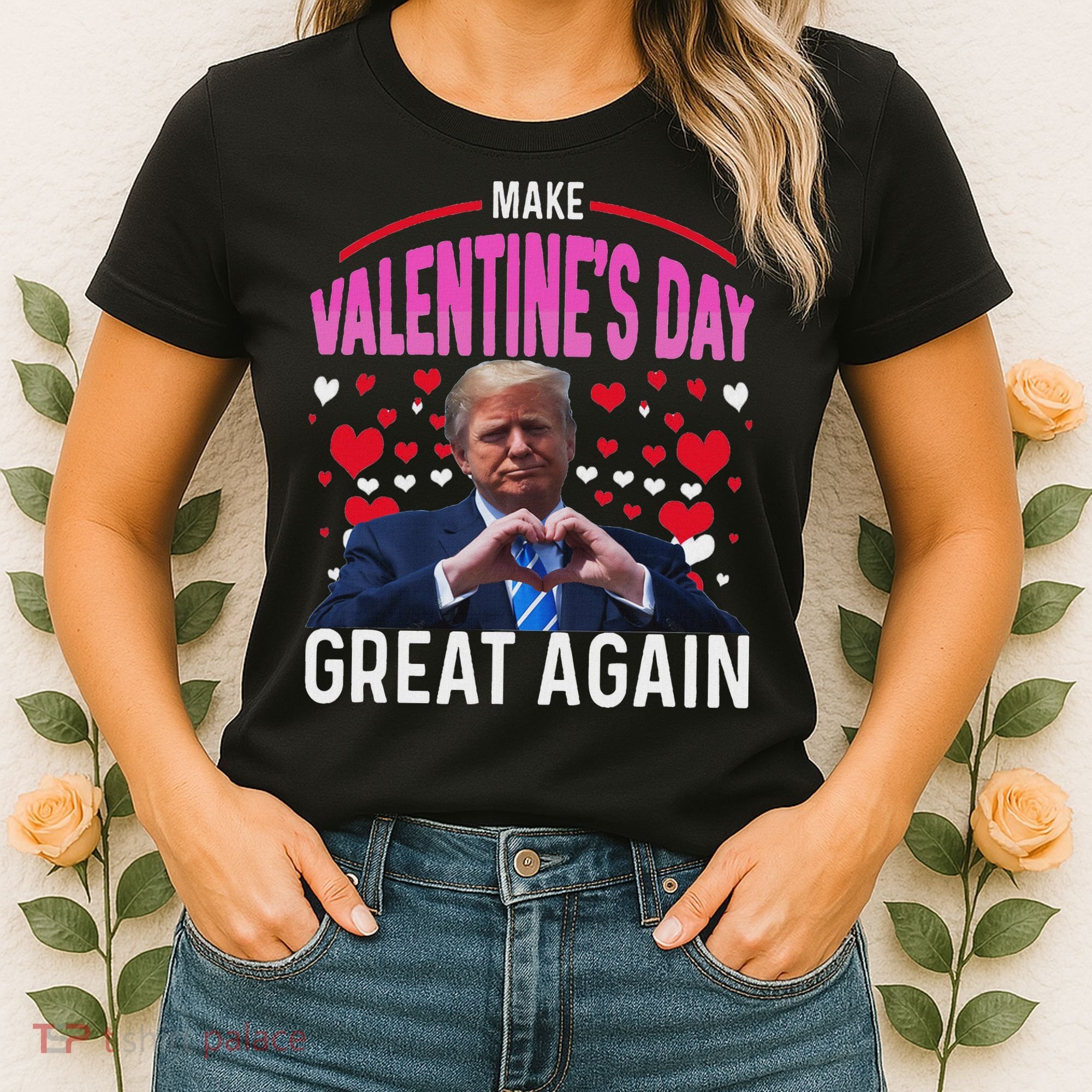 Make Valentine Day Great Again Funny Trump Lovers 2025 Women's T-Shirt