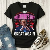 Make Valentine Day Great Again Funny Trump Lovers 2025 Women's T-Shirt thumb 3