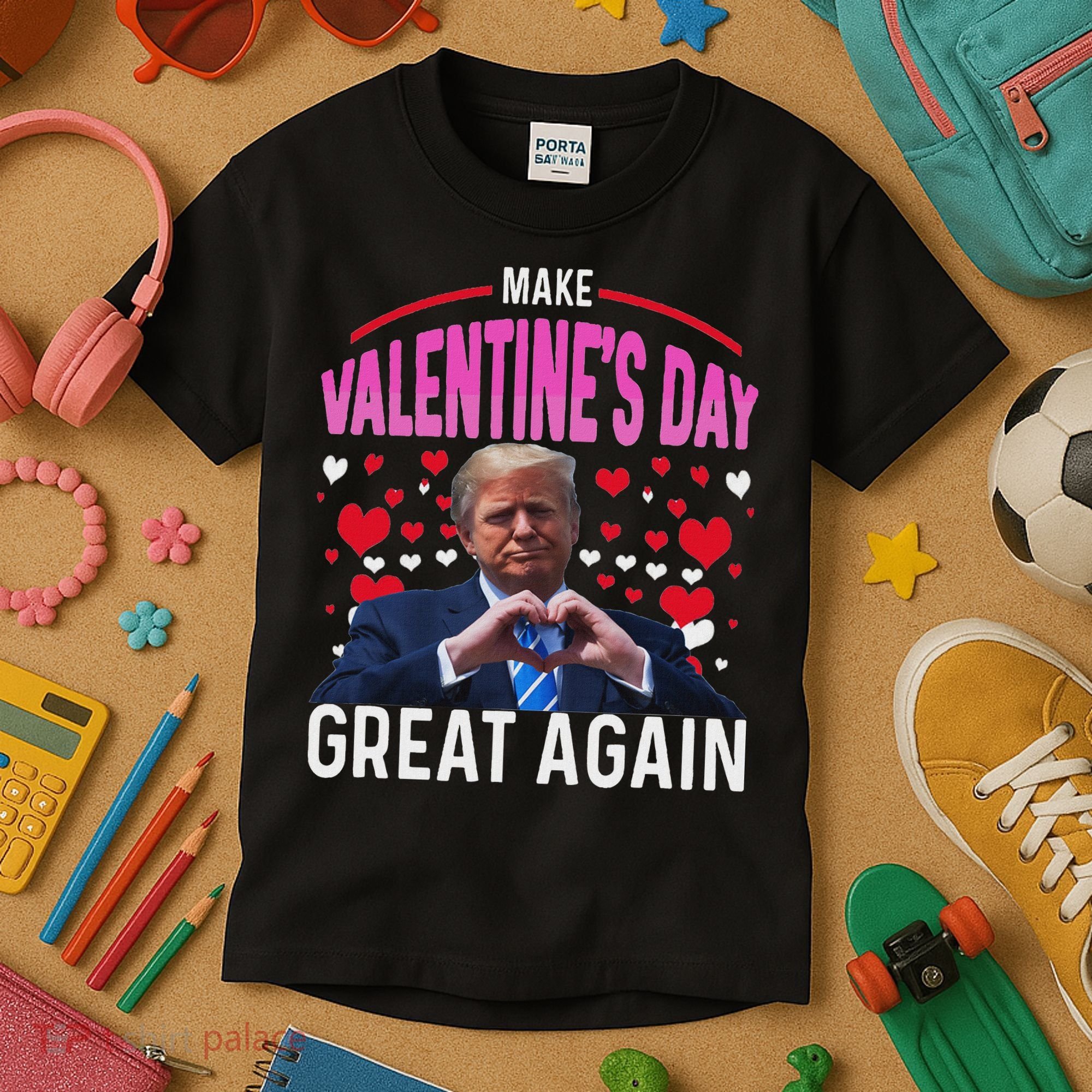 Make Valentine Day Great Again Funny Trump Lovers 2025 Kids T-Shirt
