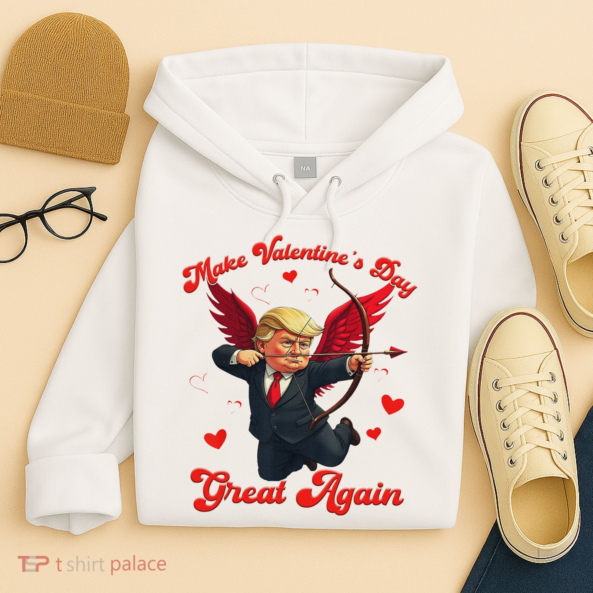 Make Valentine Day Great Again Funny Trump Lovers 2025 Hoodie