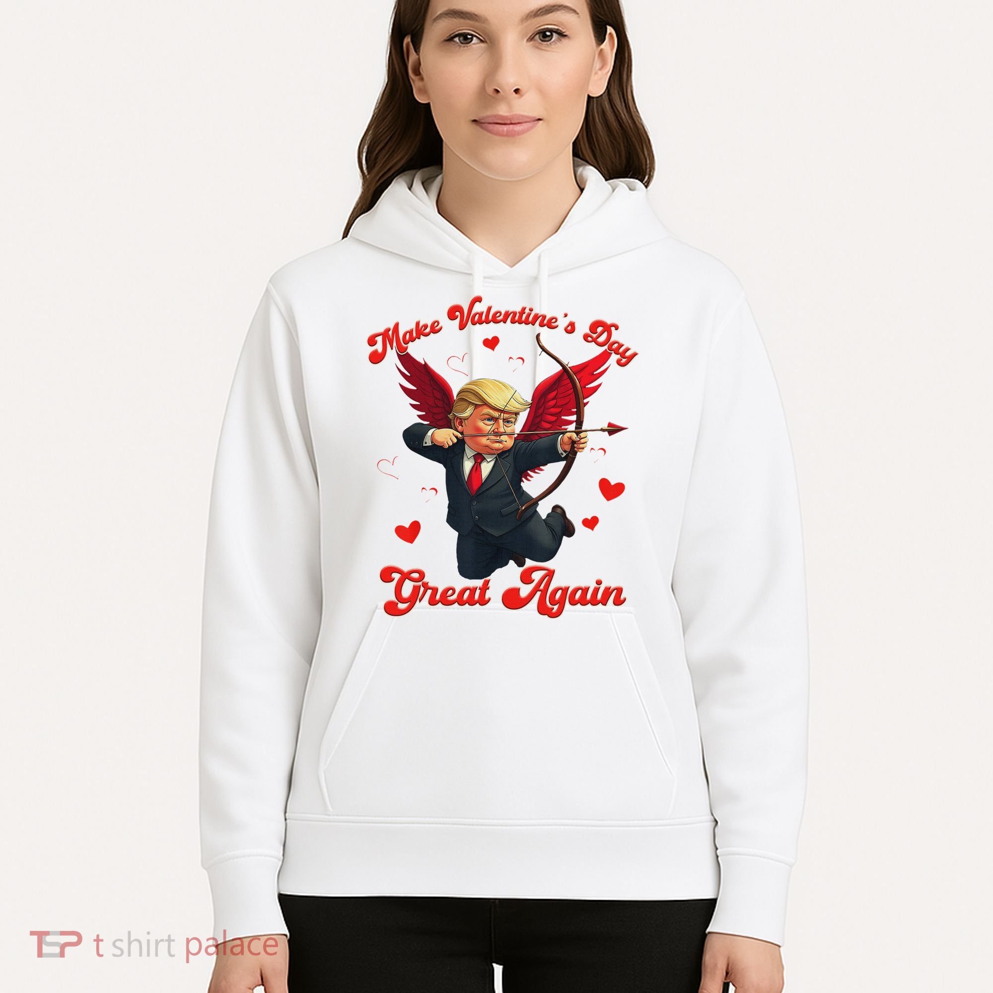 Make Valentine Day Great Again Funny Trump Lovers 2025 Hoodie