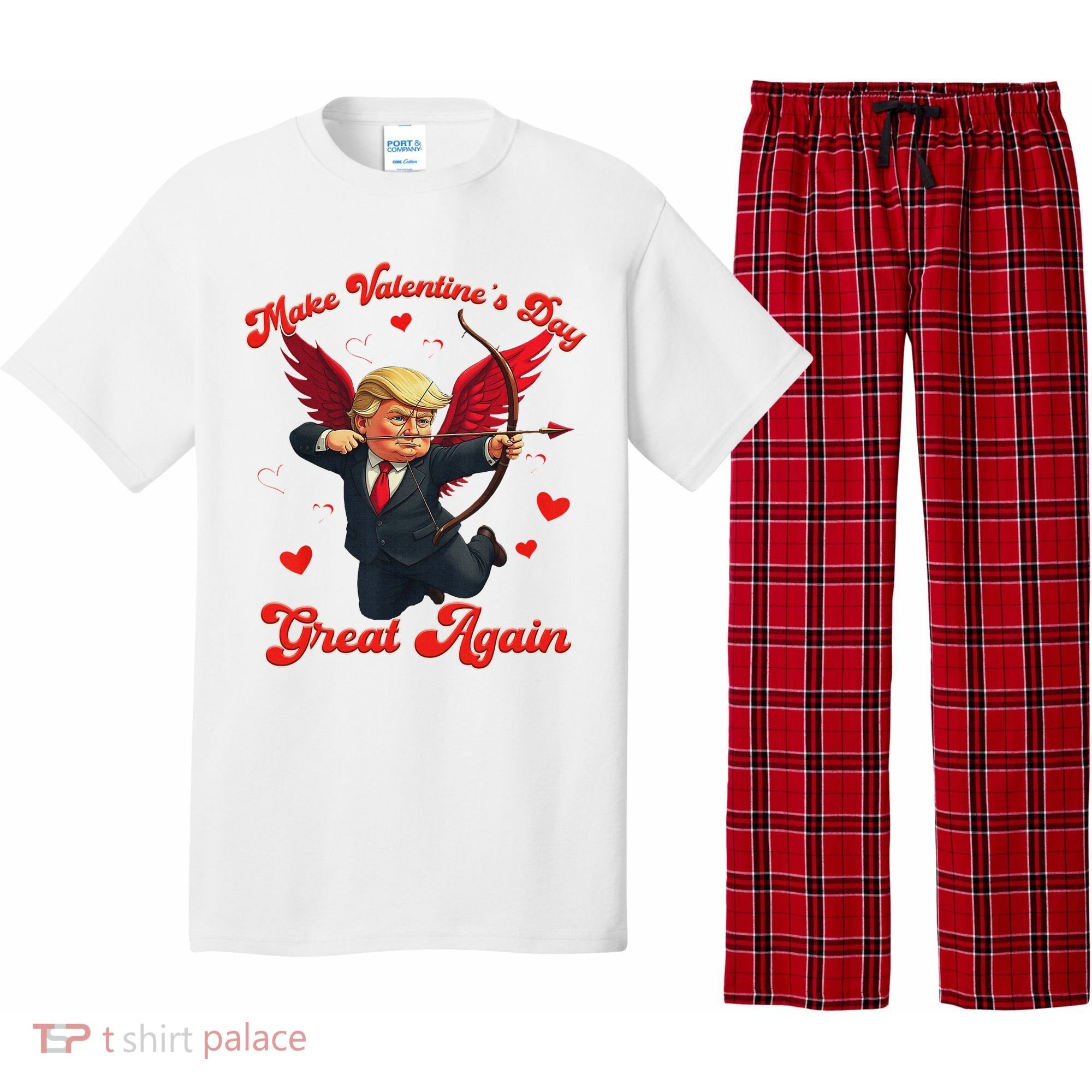 Make Valentine Day Great Again Funny Trump Lovers 2025 Pajama Set