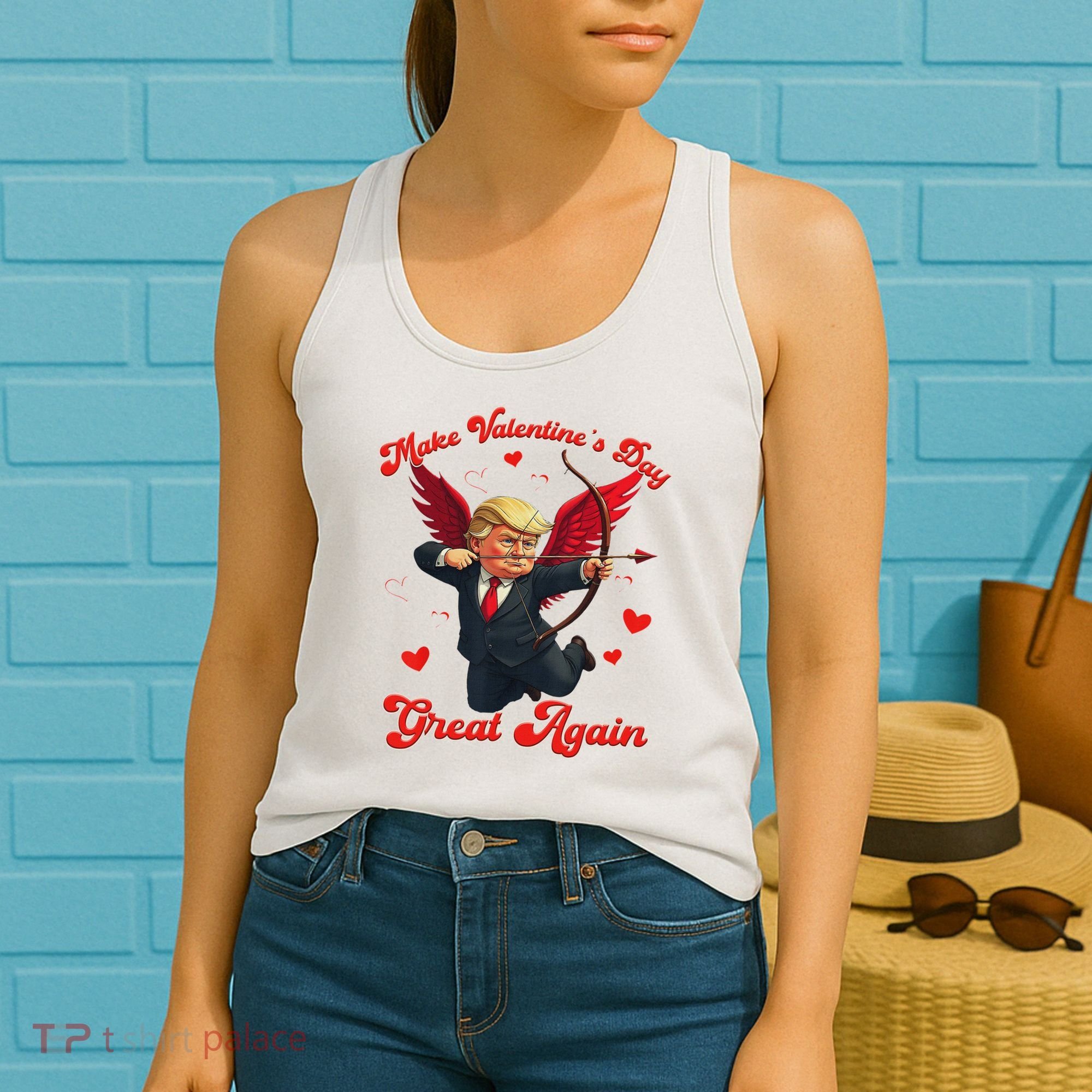 Make Valentine Day Great Again Funny Trump Lovers 2025 Women's Tank Top