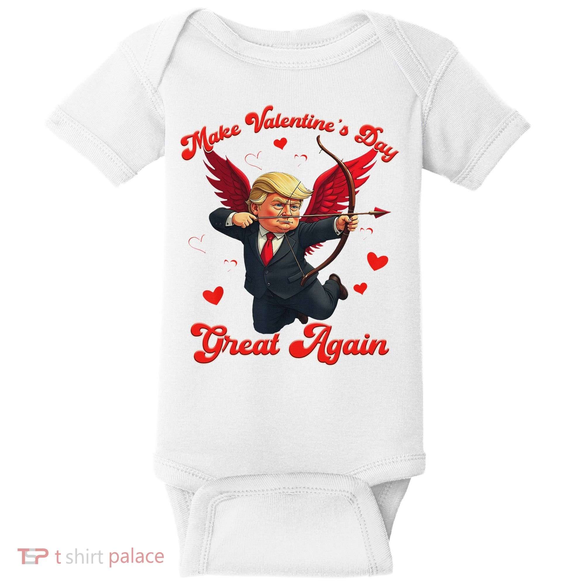 Make Valentine Day Great Again Funny Trump Lovers 2025 Baby Bodysuit