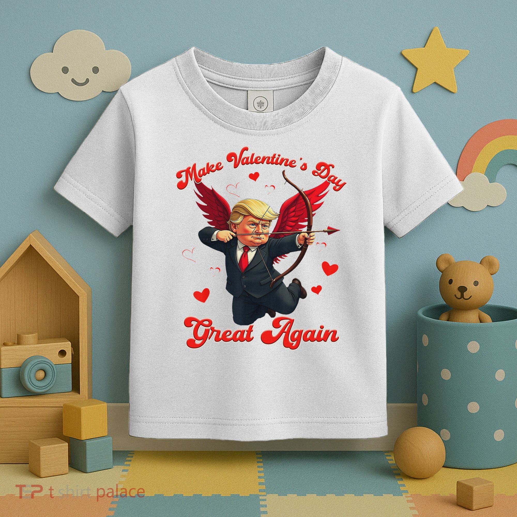 Make Valentine Day Great Again Funny Trump Lovers 2025 Toddler T-Shirt