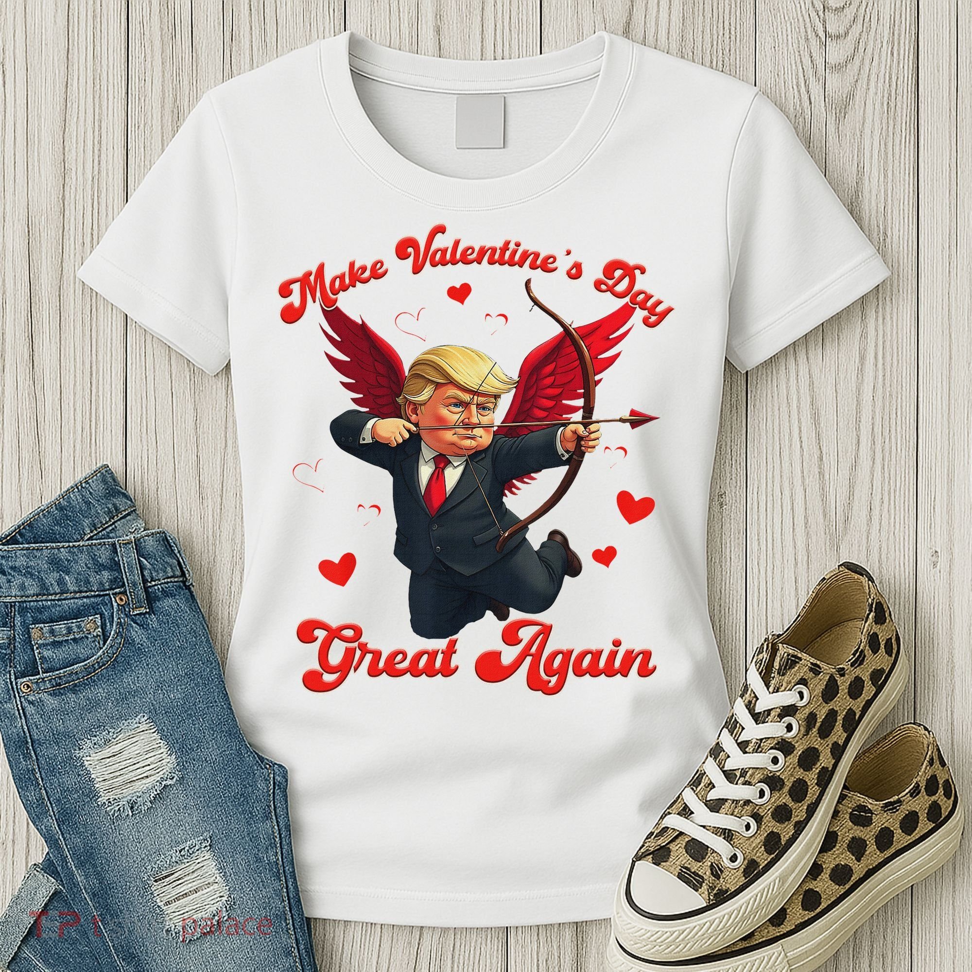 Make Valentine Day Great Again Funny Trump Lovers 2025 Women's T-Shirt