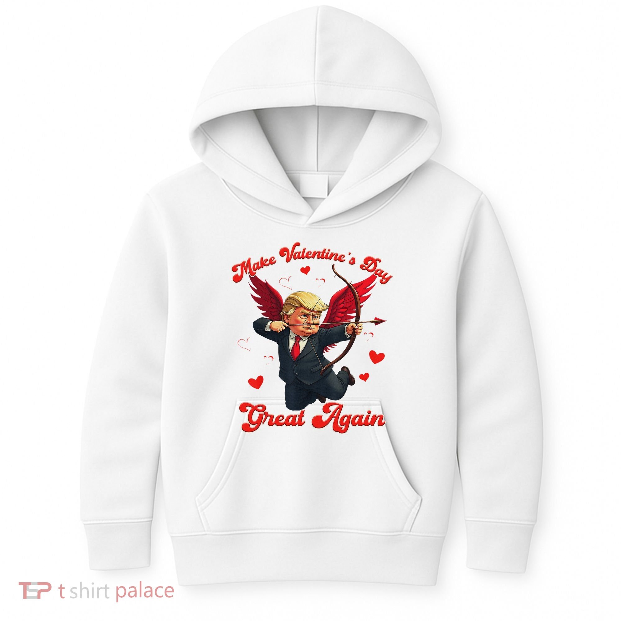 Make Valentine Day Great Again Funny Trump Lovers 2025 Kids Hoodie
