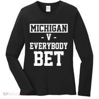 Michigan V Everybody Bet Football Fan Women's Long Sleeve Shirt thumb 0