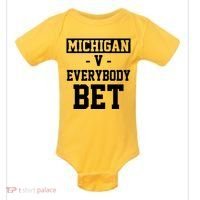 Michigan V Everybody Bet Football Fan Baby Bodysuit thumb 0