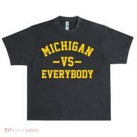 Michigan Vs Everyone Everybody Quote Urban Oversized Heavyweight T-Shirt thumb 0