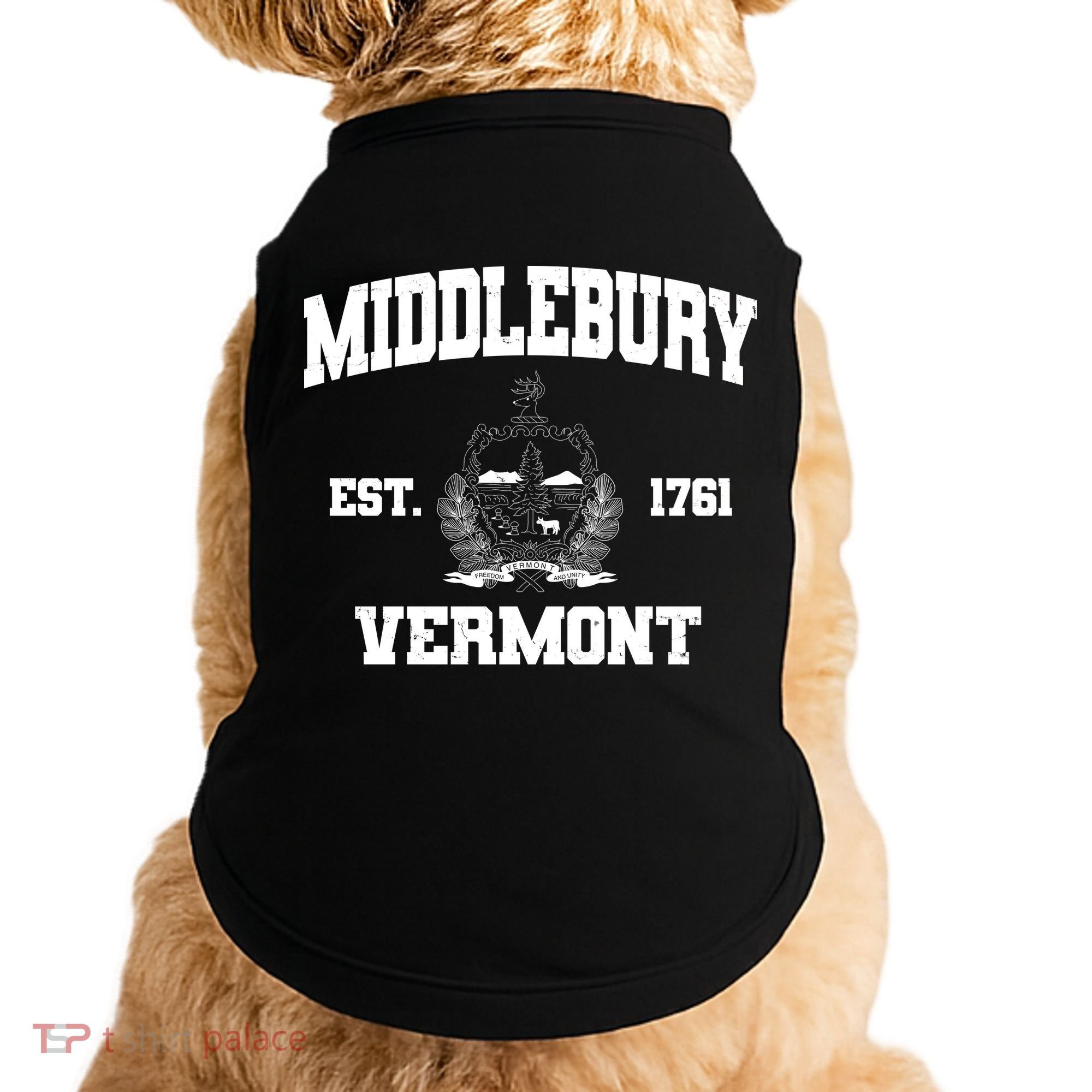 Middlebury Vermont Est 1761 Varsity Logo Doggie Tank