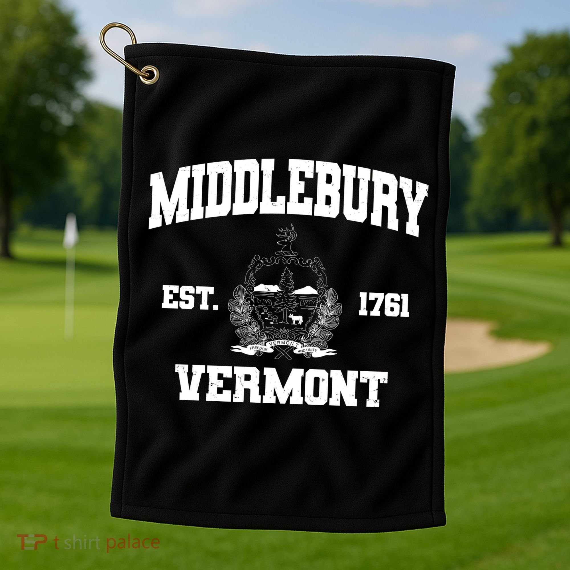 Middlebury Vermont Est 1761 Varsity Logo Golf Towel
