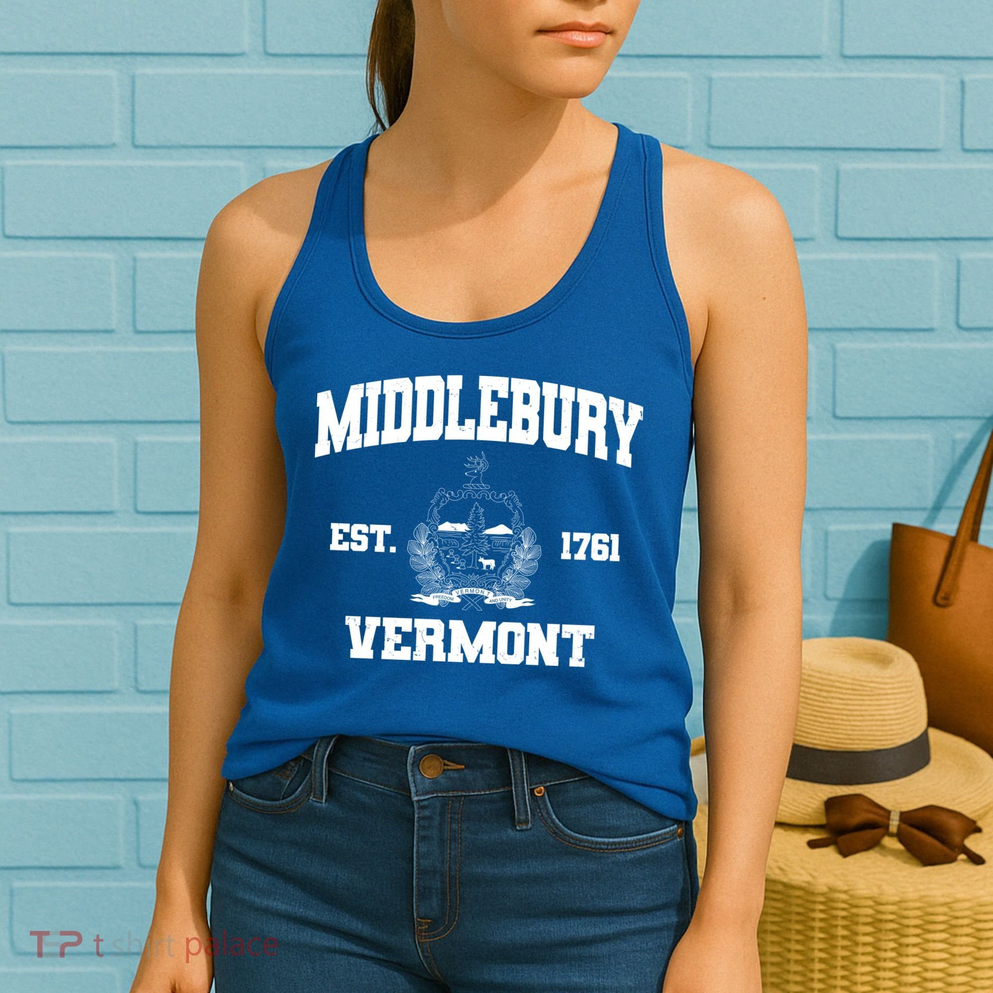 Middlebury Vermont Est 1761 Varsity Logo Women's Tank Top