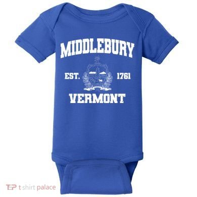 Middlebury Vermont Est 1761 Varsity Logo Baby Bodysuit
