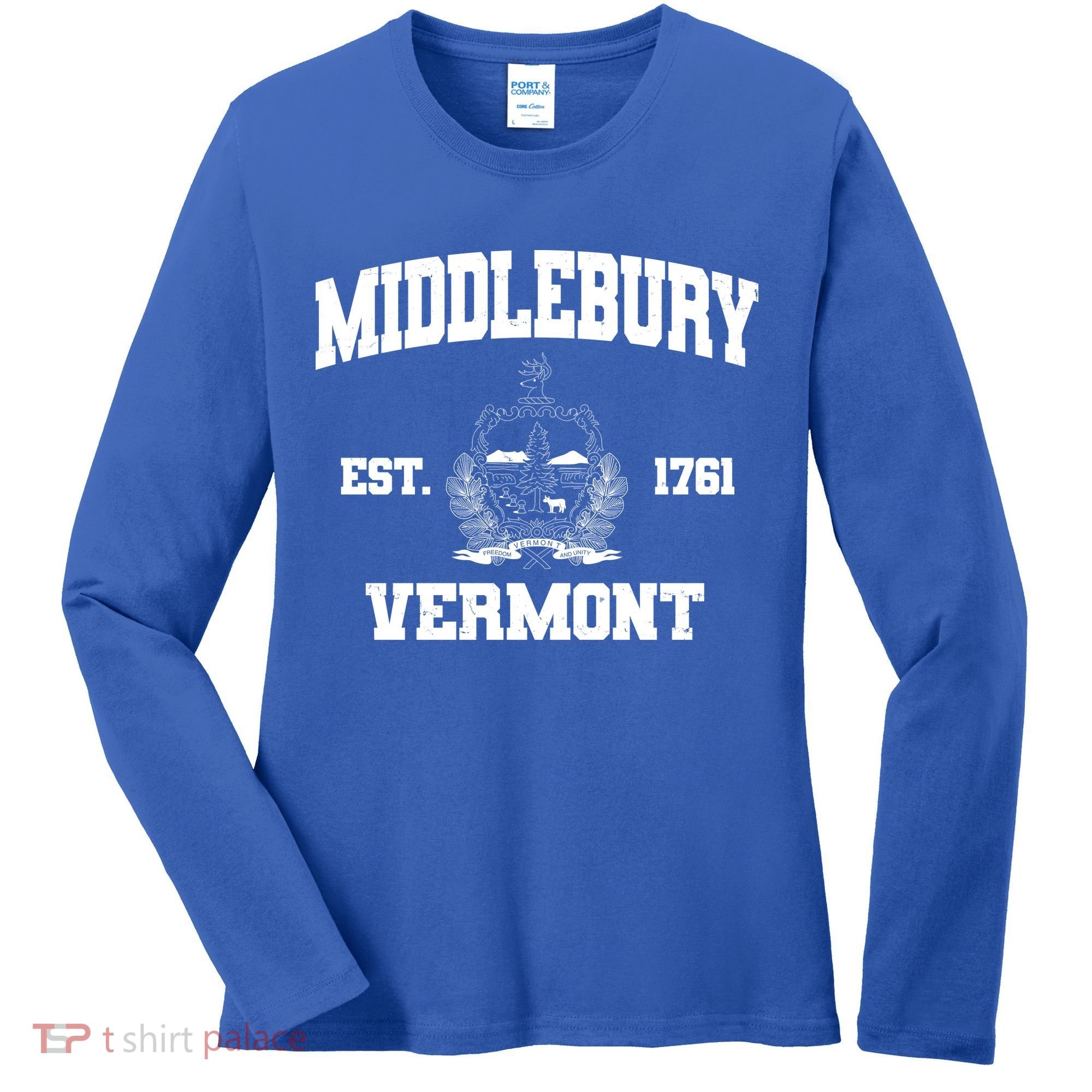 Middlebury Vermont Est 1761 Varsity Logo Women's Long Sleeve Shirt