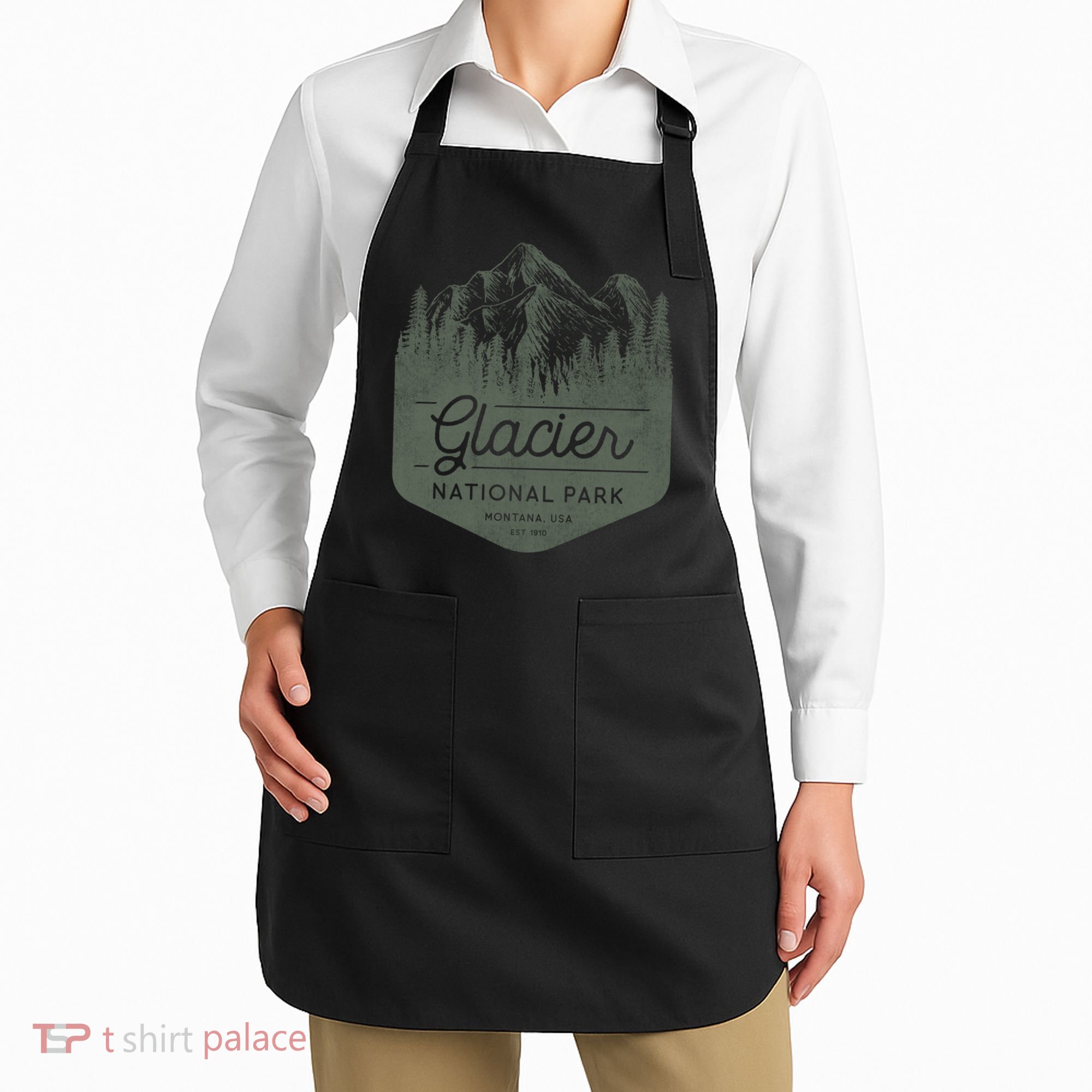 Montana Vacation Funny Gift Meaningful Gift Glacier National Park Gift  Apron