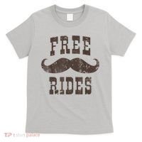 Mens Vintage Free Mustache Rides Funny T-Shirt thumb 0