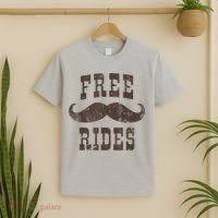 Mens Vintage Free Mustache Rides Funny T-Shirt thumb 2