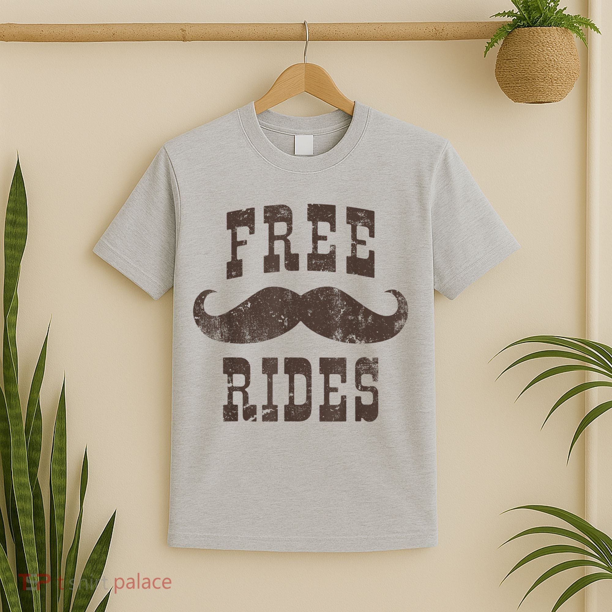 Mens Vintage Free Mustache Rides Funny T-Shirt