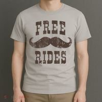 Mens Vintage Free Mustache Rides Funny T-Shirt thumb 3