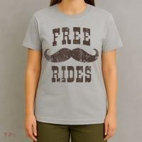 Mens Vintage Free Mustache Rides Funny T-Shirt thumb 4