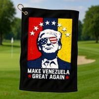 Make Venezuela Great Again Funny Donald Trump Golf Towel thumb 1