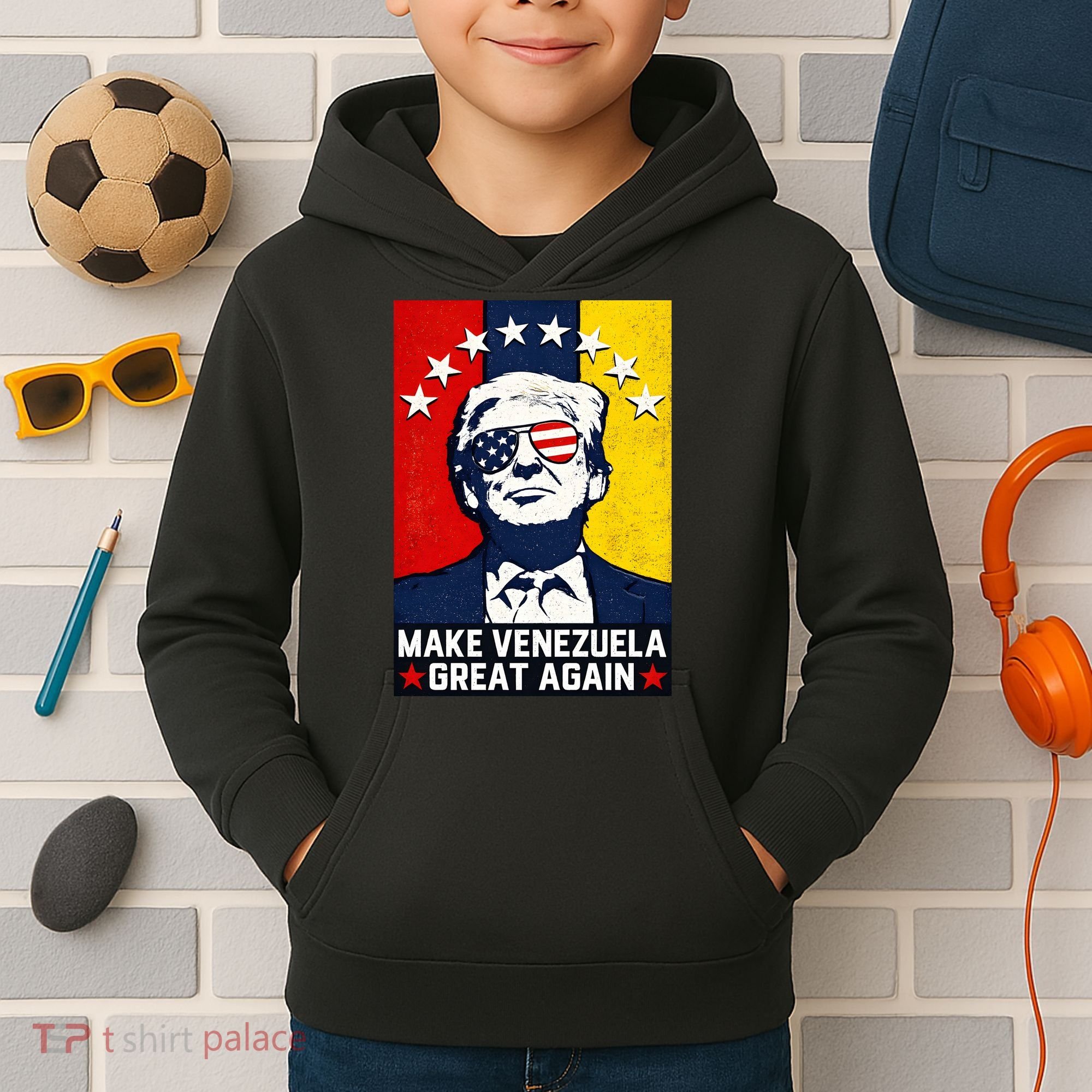 Make Venezuela Great Again Funny Donald Trump Kids Hoodie