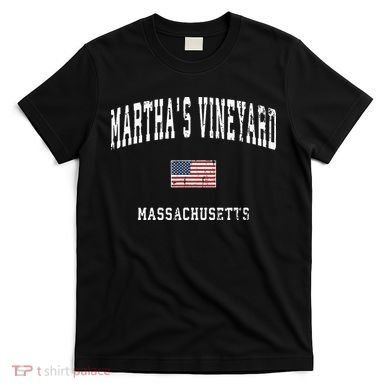 Marthas Vineyard Massachusetts Ma Vintage American Flag T-Shirt