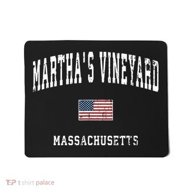Marthas Vineyard Massachusetts Ma Vintage American Flag Mousepad