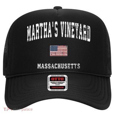 Marthas Vineyard Massachusetts Ma Vintage American Flag Hat